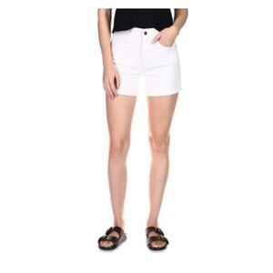 DL1961 Womens High Waist Shorts White Denim Pocketed Zippered Cuffed Juniors 23